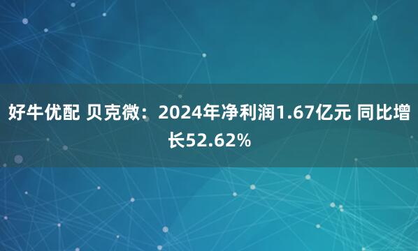 好牛优配 贝克微：2024年净利润1.67亿元 同比增长52.62%
